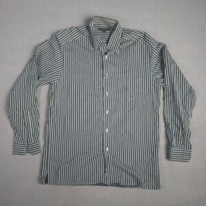 Ermenegildo Zegna Mens Long Sleeve Button Down Dress Shirt Striped Blue Green